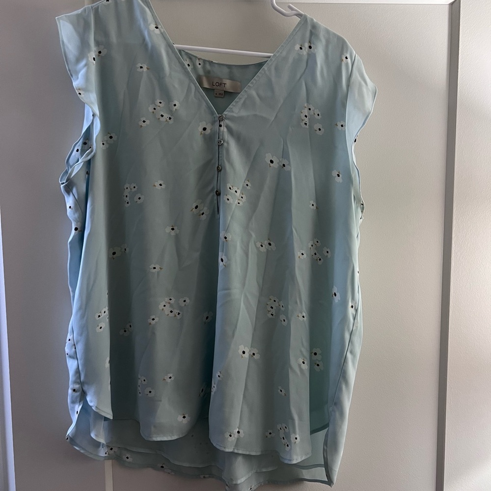 LOFT Women's Sky Blue Eyelet Blouse